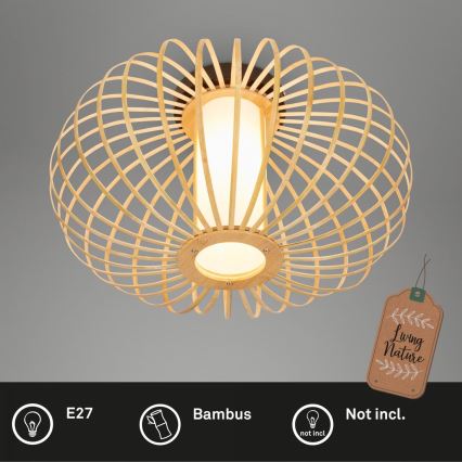 Briloner 3759011 - Taklampa 1xE27/10W/230V diameter 40 cm bambu