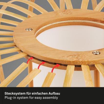 Briloner 3759011 - Taklampa 1xE27/10W/230V diameter 40 cm bambu