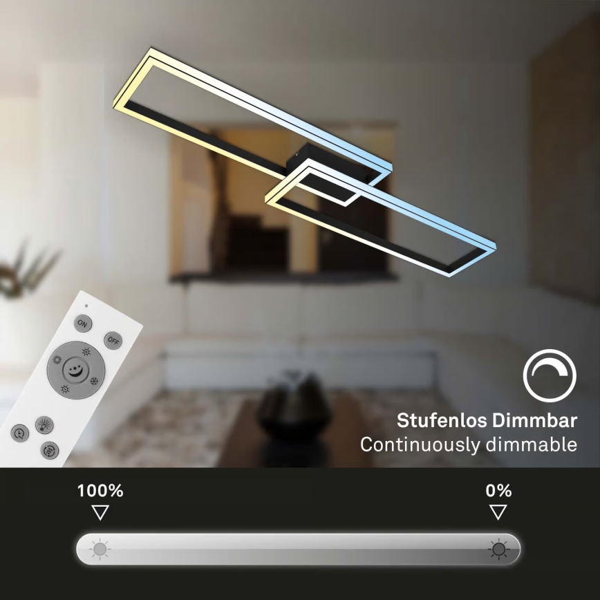 Briloner 3761015 - dimmerbar LED-taklampa LED/45W/230V 2700-6500K svart + fjärrkontroll