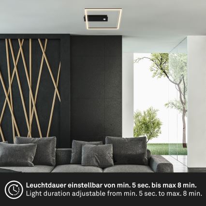 Briloner 3770-015 - LED-taklampa med rörelse- och skymningssensor FRAME LED/14W/230V 3000K 30x32 cm svart