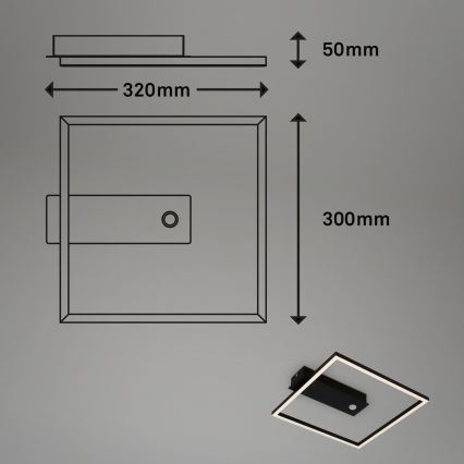 Briloner 3770-015 - LED-taklampa med rörelse- och skymningssensor FRAME LED/14W/230V 3000K 30x32 cm svart