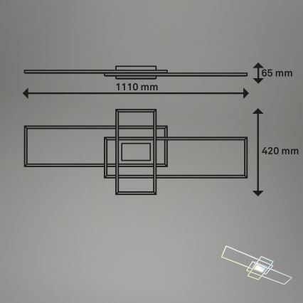 Briloner 3812019 - LED-dimmbar takarmatur RAM LED/56W/230V Wi-Fi Tuya 111x42 cm + fjärrkontroll