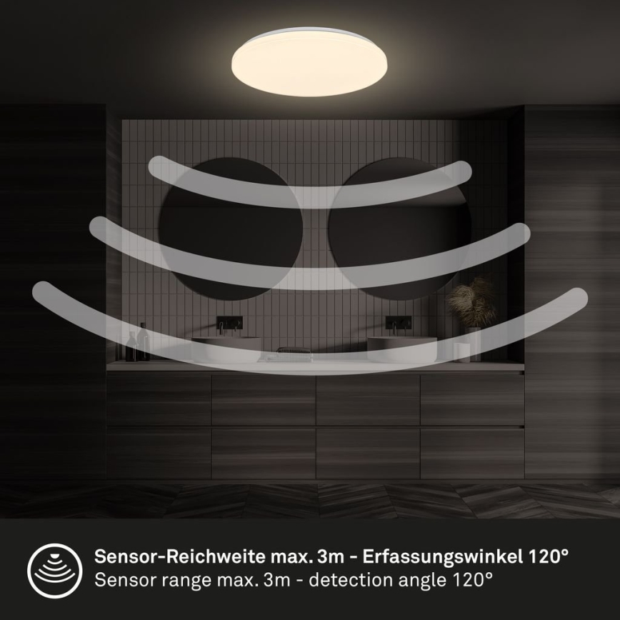 Briloner 3827-016 - Taklampa för badrum med sensor WALK LED/13W/230V IP54 Ø 27 cm vit