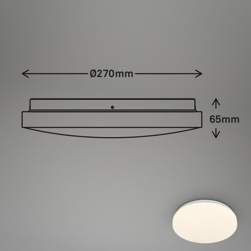 Briloner 3827-016 - Taklampa för badrum med sensor WALK LED/13W/230V IP54 Ø 27 cm vit