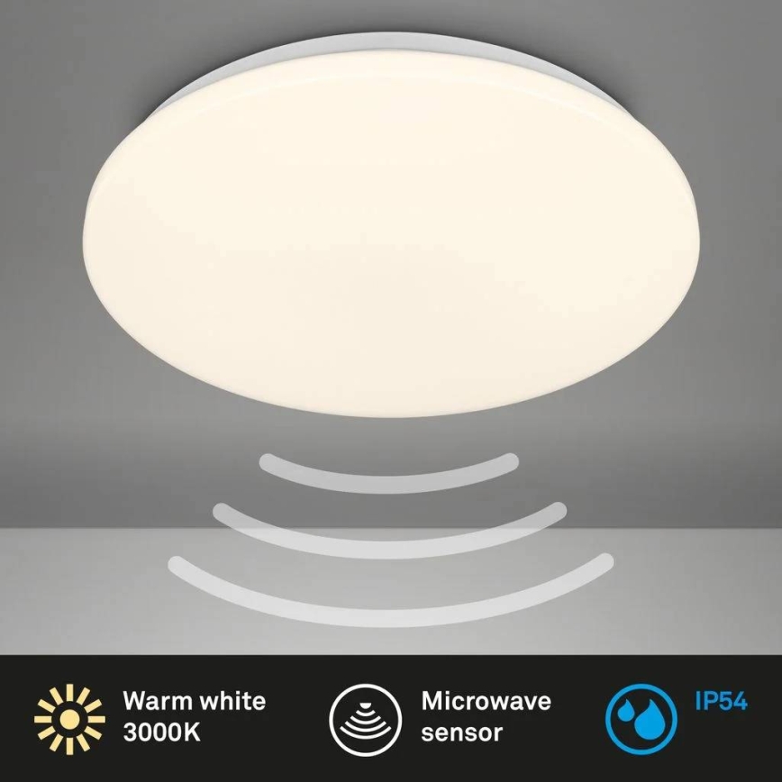 Briloner 3828-016 - LED Takarmatur för badrum med rörelsesensor WALK LED/24W/230V IP54 Ø 35 cm vit