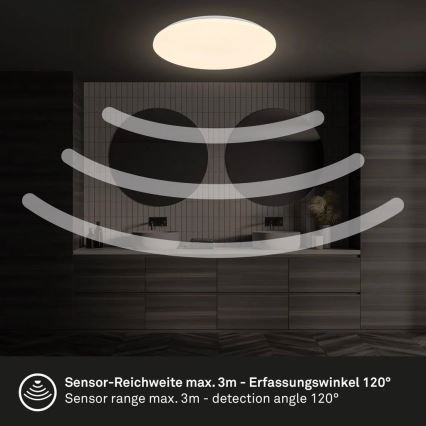 Briloner 3828-016 - LED Takarmatur för badrum med rörelsesensor WALK LED/24W/230V IP54 Ø 35 cm vit