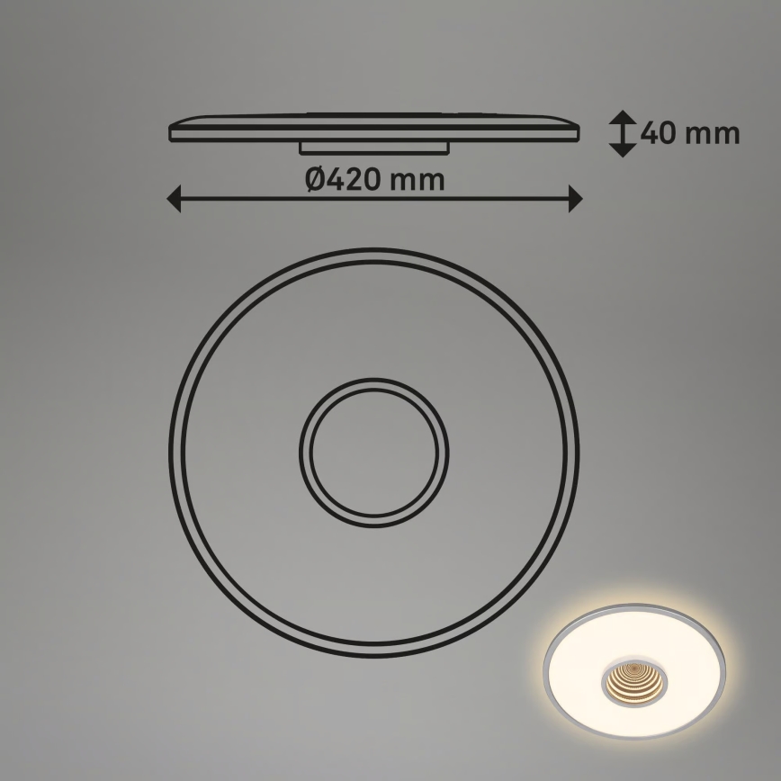 Briloner 3847014 - LED taklampa TORO LED/18W/230V Ø 42 cm matt krom