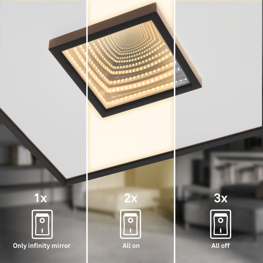 Briloner 3848015 - LED taklampa TORO LED/18W/230V 42x42 cm svart