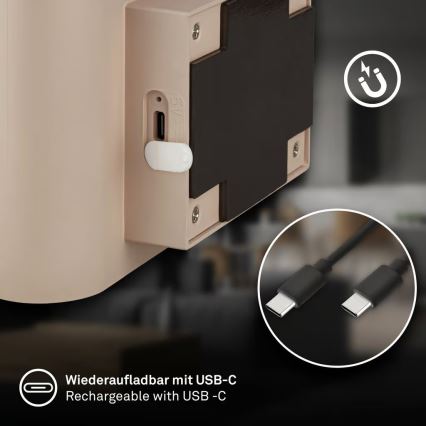 Briloner 3878011 - Uppladdningsbar LED-vägglampa med rörelse- och skymningssensor CHAT LED/3W/5V 2000 mAh beige