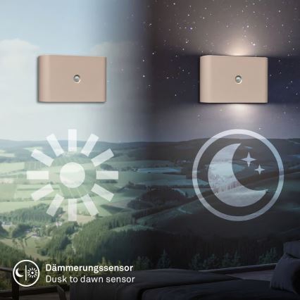 Briloner 3878011 - Uppladdningsbar LED-vägglampa med rörelse- och skymningssensor CHAT LED/3W/5V 2000 mAh beige