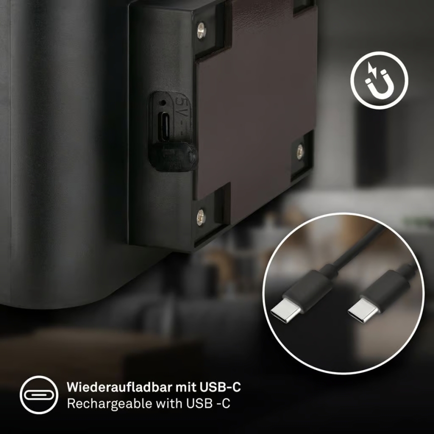 Briloner 3878015 - LED uppladdningsbar vägglampa med rörelse- och skymningssensor CHAT LED/3W/5V 2000 mAh svart