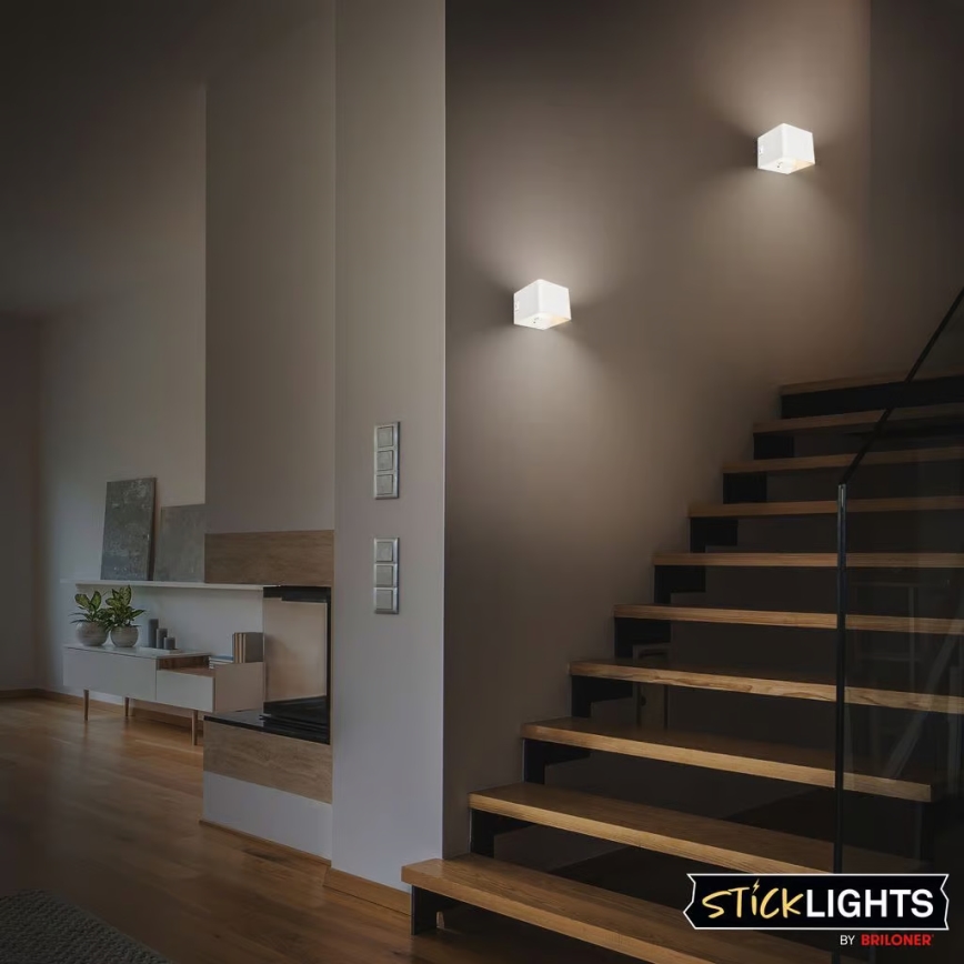 Briloner 3879016 - LED uppladdningsbar vägglampa med sensor BORRA LED/1,5W/5V 3600 mAh vit