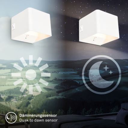 Briloner 3879016 - LED uppladdningsbar vägglampa med sensor BORRA LED/1,5W/5V 3600 mAh vit