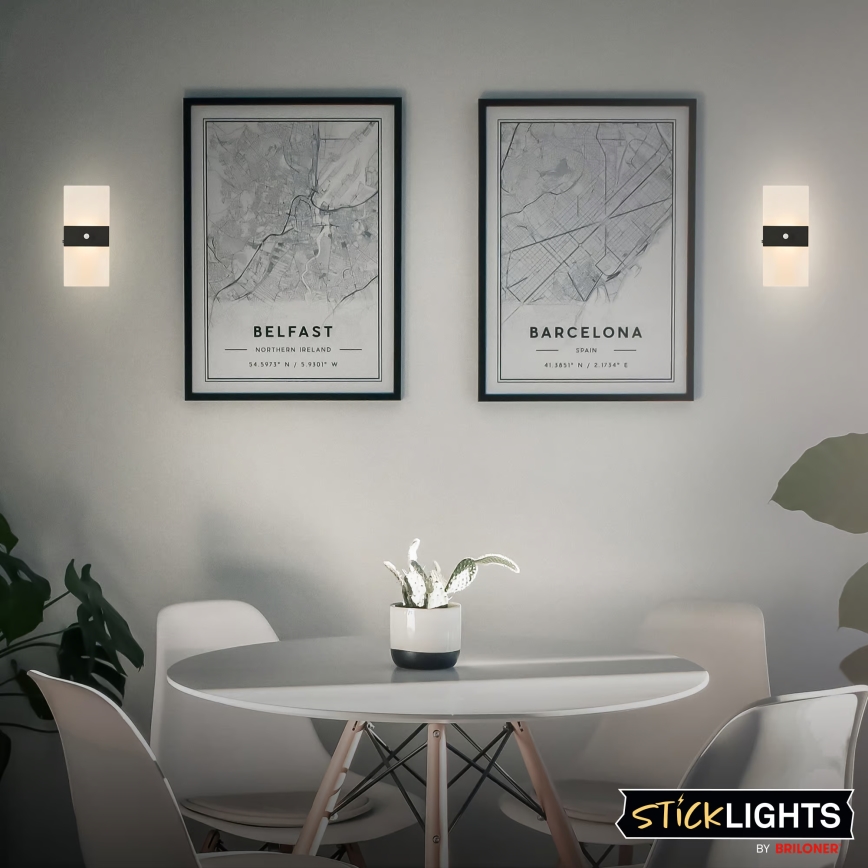 Briloner 3888015 - AURA LED-uppladdningsbar vägglampa med rörelse- och skymningssensor, 2,5W/5V, 1800 mAh, svart