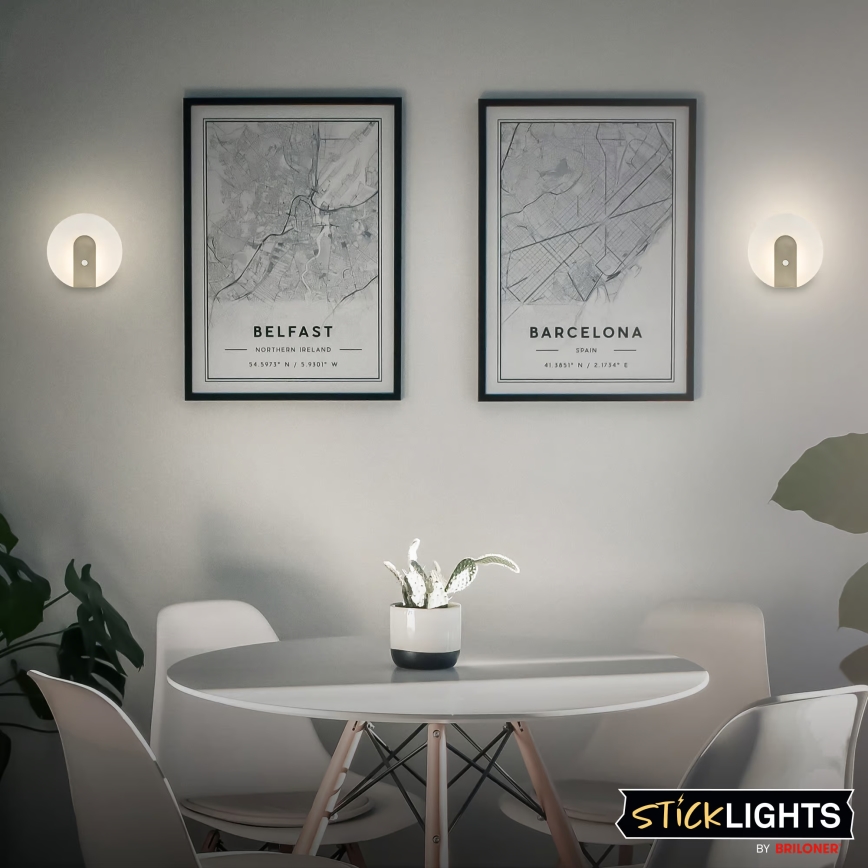 Briloner 3889012 - LED uppladdningsbar vägglampa med rörelse- och skymningssensor TARO LED/2,5W/5V 1800 mAh matt krom