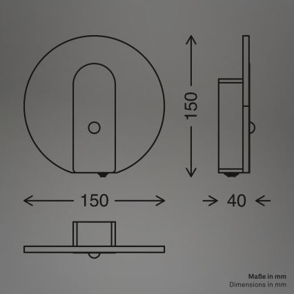 Briloner 3889012 - LED uppladdningsbar vägglampa med rörelse- och skymningssensor TARO LED/2,5W/5V 1800 mAh matt krom