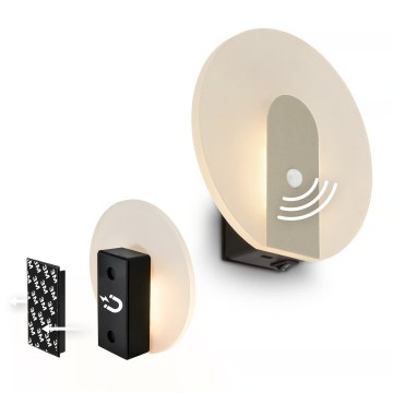 Briloner 3889012 - LED uppladdningsbar vägglampa med rörelse- och skymningssensor TARO LED/2,5W/5V 1800 mAh matt krom