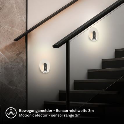 Briloner 3889015 - LED uppladdningsbar vägglampa med rörelse- och skymningssensor TARO LED/2,5W/5V 1800 mAh svart