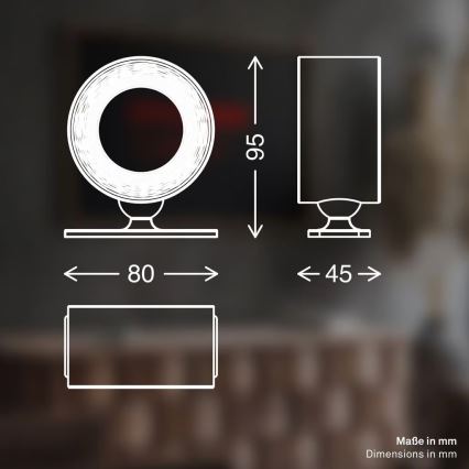 Briloner 3896011 - Dimbbar uppladdningsbar LED-vägglampa TARI LED/1,6W/5V 1500 mAh beige