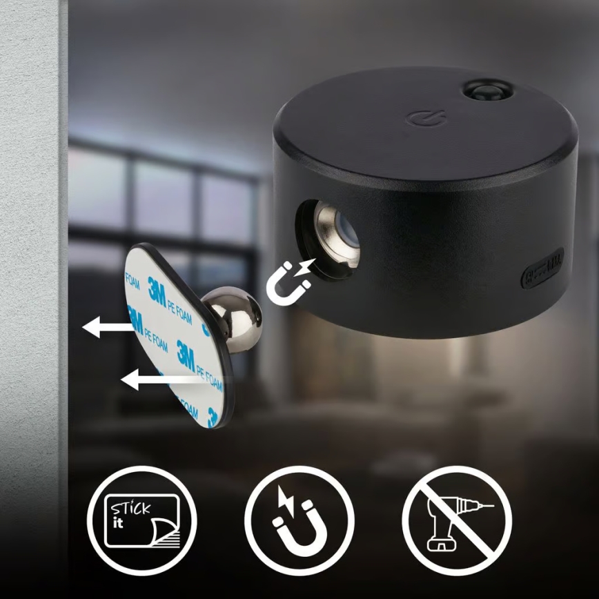 Briloner 3896015 - TARI LED dimbar uppladdningsbar vägglampa 1,6W/5V 1500 mAh svart