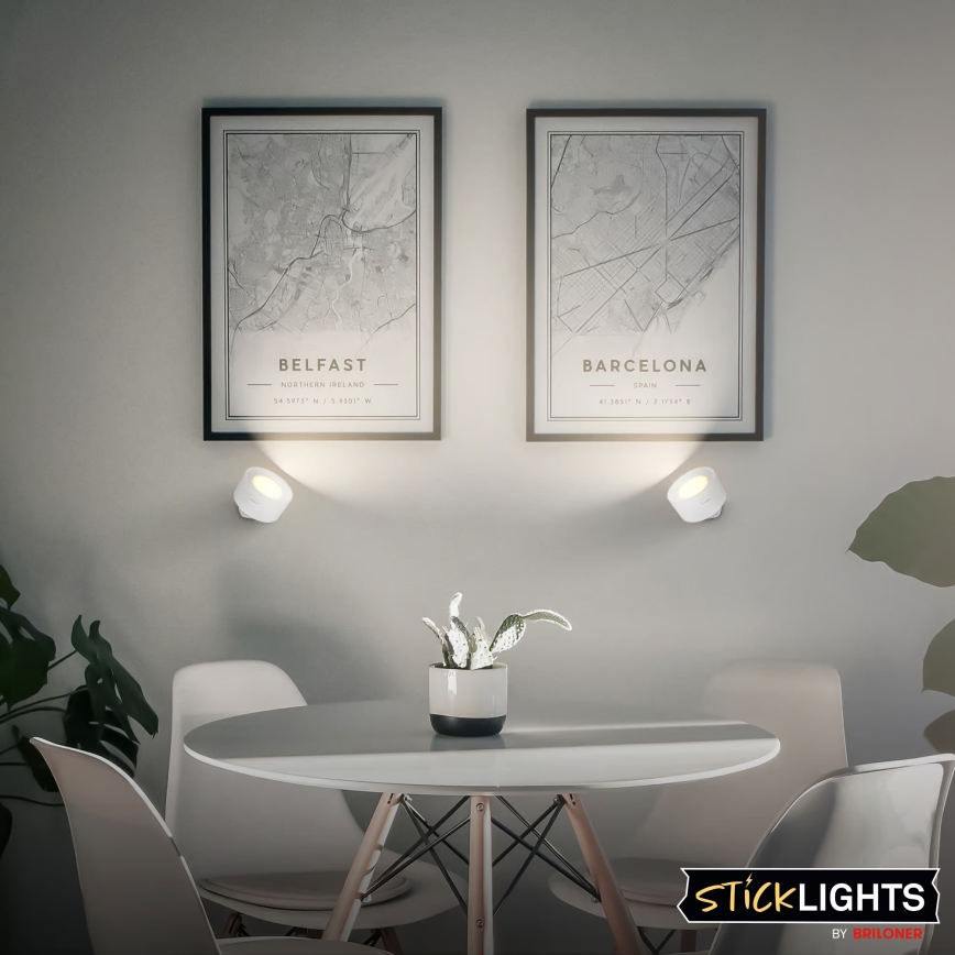 Briloner 3896016 - LED dimbar uppladdningsbar vägglampa TARI LED/1,6W/5V 1500 mAh vit