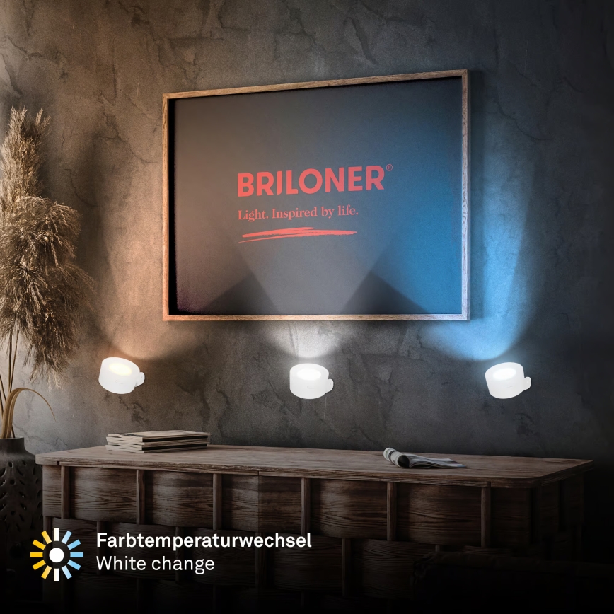 Briloner 3896016 - LED dimbar uppladdningsbar vägglampa TARI LED/1,6W/5V 1500 mAh vit