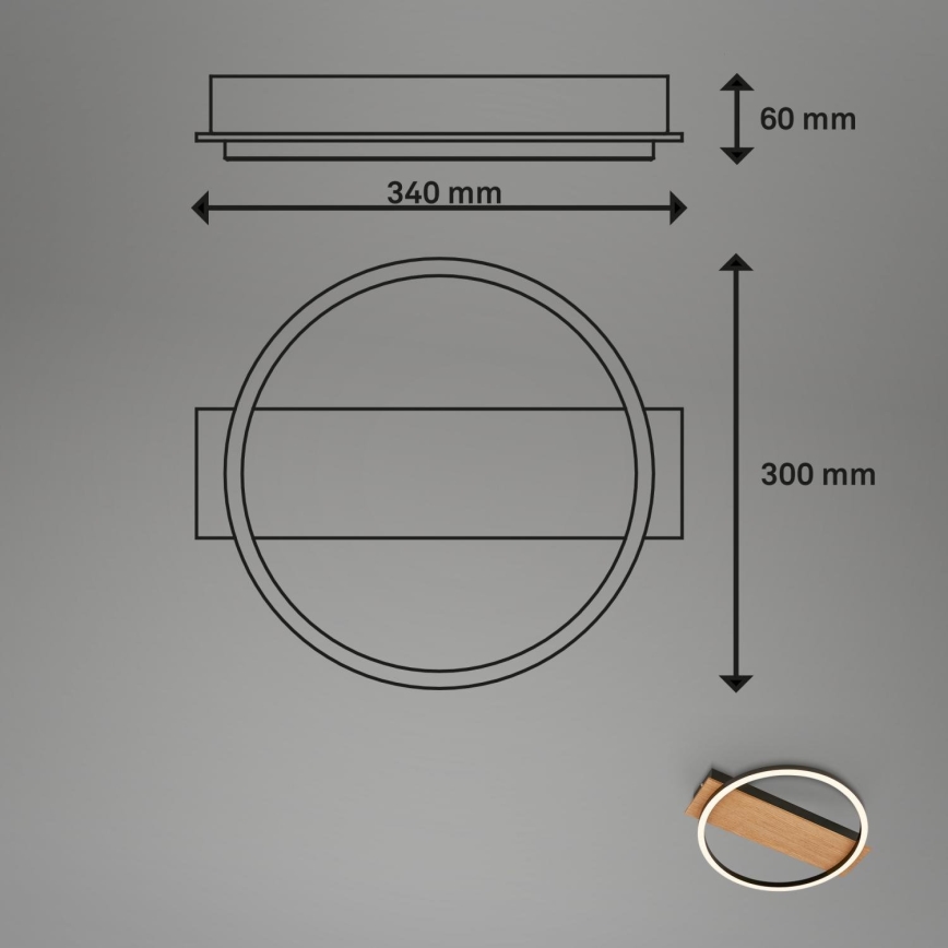 Briloner 3908-014 - LED taklampa KADA LED/14W/230V Ø 30 cm svart/brun