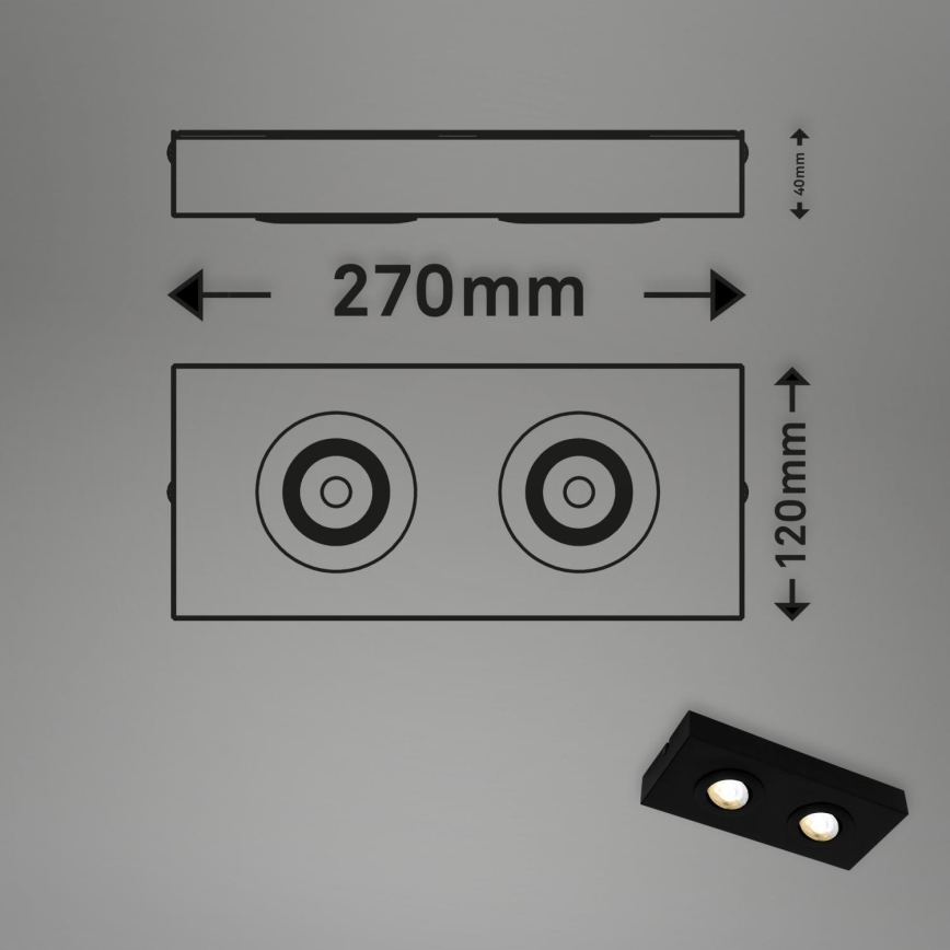 Briloner 3996025 - LED spotlight CTS 2xLED/4W/230V 2700/4000K svart