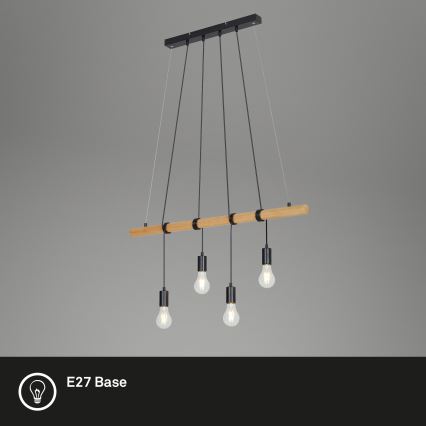 Briloner 4015045 - Ljuskrona med textilsladd 4xE27/25W/230V gummiträd