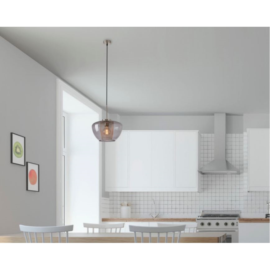 Briloner 4016-014 - Ljuskrona med textilsladd SEVENTIES 1xE27/40W/230V genomskinlig