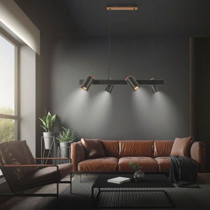 Briloner 4059045 - Takpendel på kabel ERA, 4x GU10 (10 W), 230 V, svart