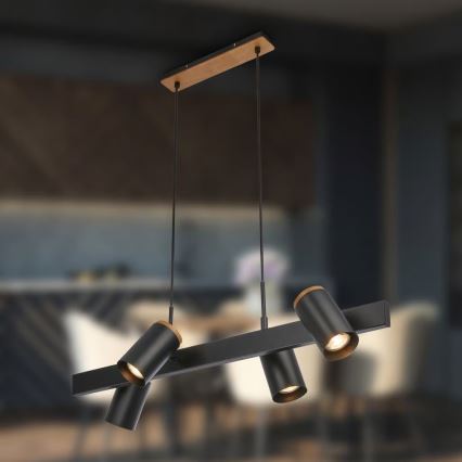 Briloner 4059045 - Takpendel på kabel ERA, 4x GU10 (10 W), 230 V, svart