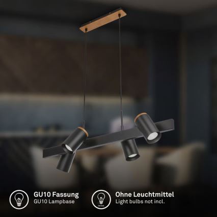 Briloner 4059045 - Takpendel på kabel ERA, 4x GU10 (10 W), 230 V, svart