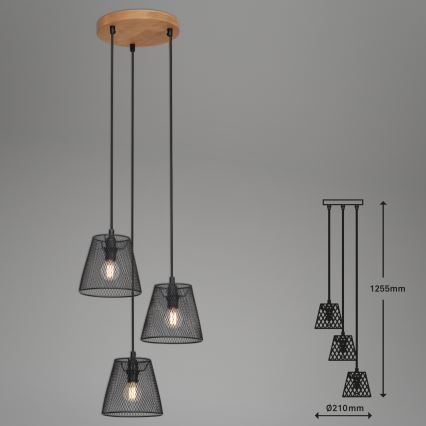 Briloner 4074-035 - Ljuskrona med textilsladd TAUNUS 3xE14/40W/230V gummiträd