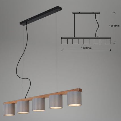 Briloner 4075-054 - Taklampa på kabel RHON 5xE14/25W/230V