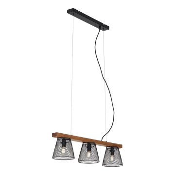 Briloner 4077-035 - Ljuskrona med textilsladd WOOD & STYLE 3xE14/25W/230V gummiträd