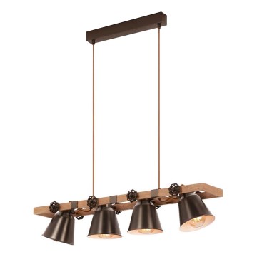 Briloner 4406-044 - Ljuskrona med textilsladd TALE 4xE27/40W/230V brun