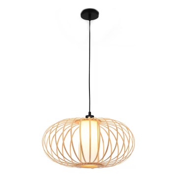 Briloner 4759011 - Pendellampa med vajer 1xE27/10W/230V svart/bambu