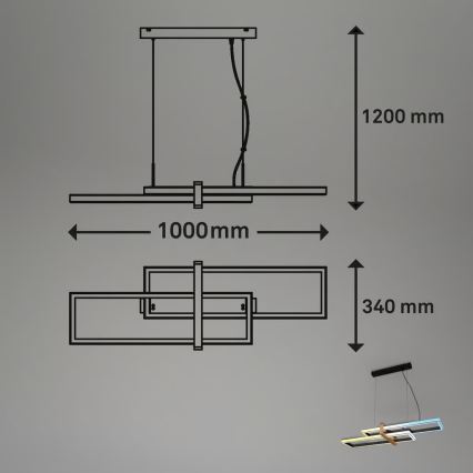 Briloner 4768015 - LED dimbar pendellampa med stålvajer LED/44W/230V 2700-6500K 100 cm + fjärrkontroll