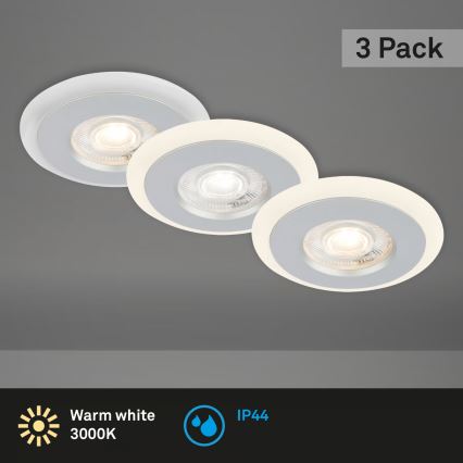 Briloner 7039034 - Set om 3 infällda LED-badrumsarmaturer LED/5W/230V IP44 mattkrom