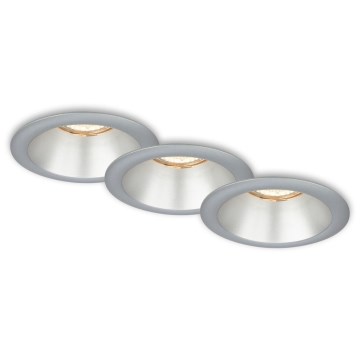 Briloner 7042-034 - KIT 3x Badrum infälld lampa 1xGU10/9W/230V IP23 silver