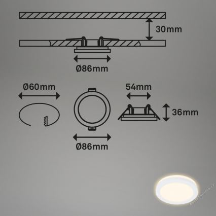 Briloner 7055-036 - KIT 3x Infälld LED badrumsbelysning LED/3W/230V IP44
