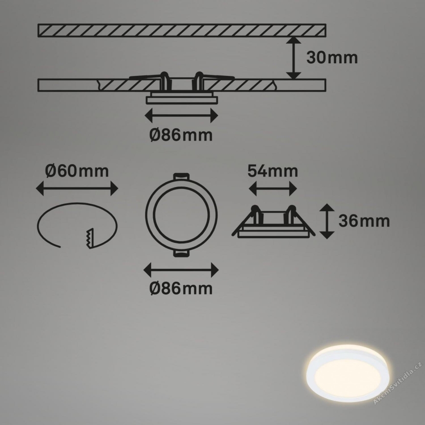 Briloner 7055-036 - KIT 3x Infälld LED badrumsbelysning LED/3W/230V IP44