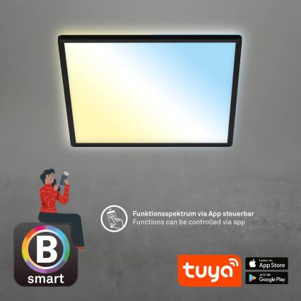 Briloner 7060-015 - Dimmbar ytmonterad SLIM LED-panel LED/22W/230V 2700-6500K 42x42 cm svart Wi-Fi Tuya + fjärrkontroll