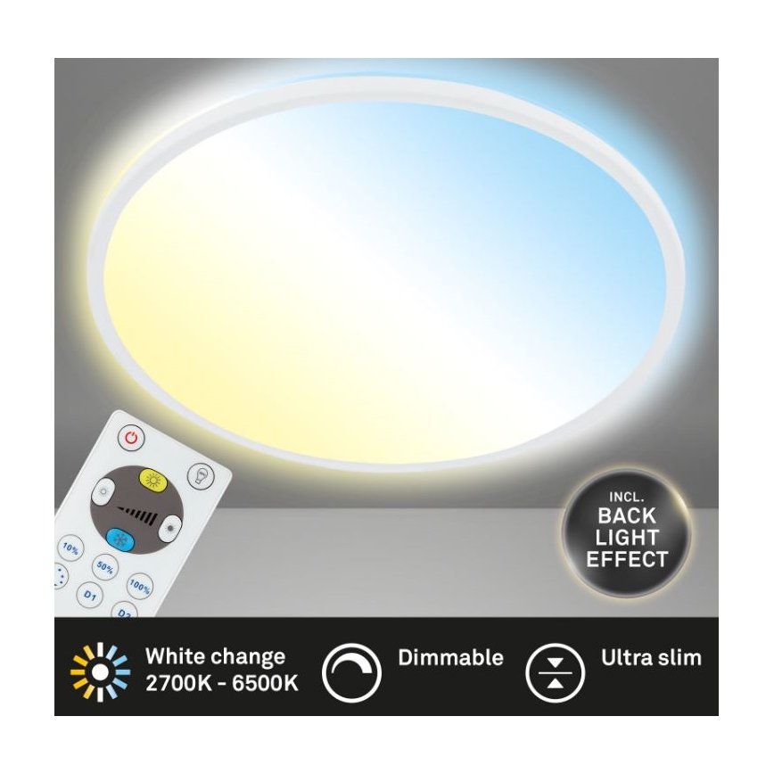 Briloner 7079-016 - LED dimbar taklampa SLIM LED/18W/230V 2700-6500K + fjärrkontroll