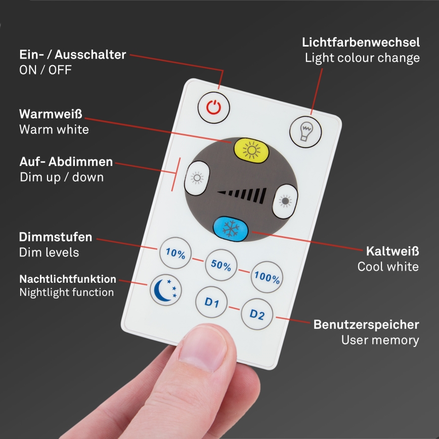 Briloner 7081-015 - LED dimbar taklampa SLIM LED/18W/230V 2700-6500K + fjärrkontroll