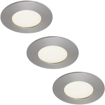 Briloner 7103432 - Set om 3 dimbara infällda badrumsspotar med integrerad LED, 4,9W, 230V, IP44, matt krom