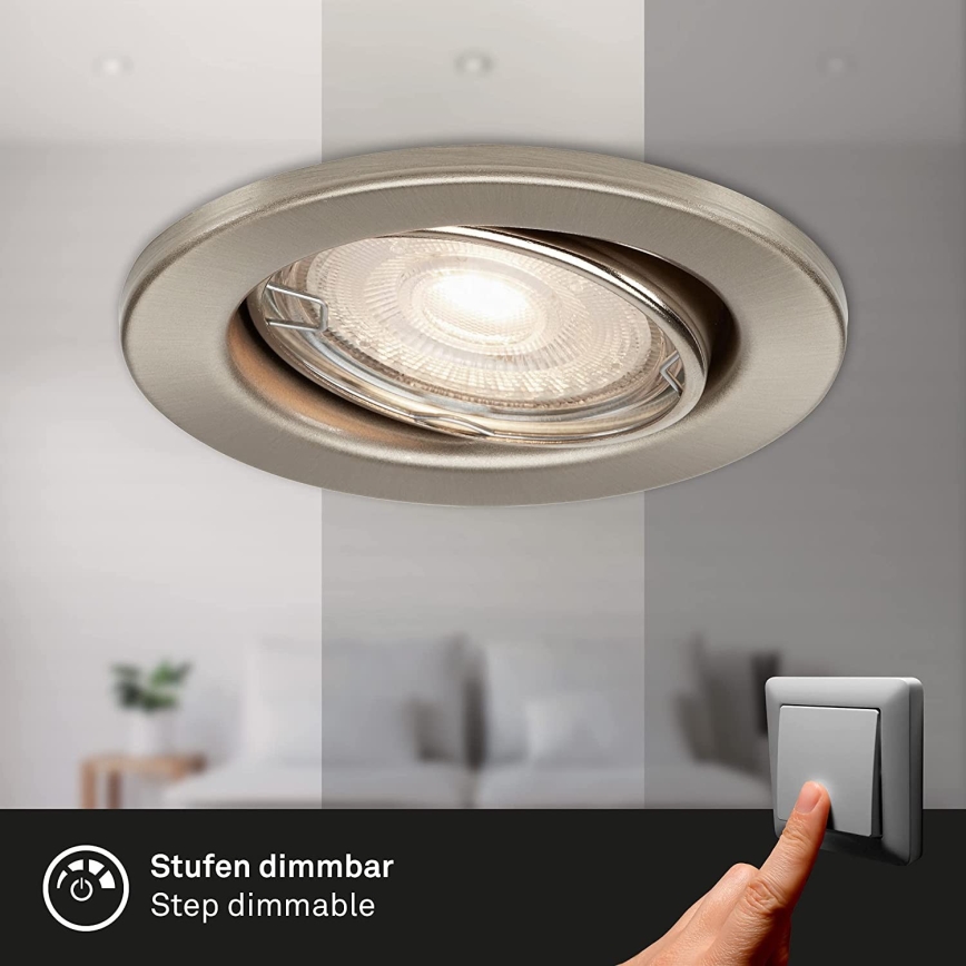 Briloner 7149-032 - UPPSÄTTNING 3xLED ljusreglerad badrumslampa  1xGU10/5W/230V IP23