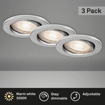 Briloner 7149-039 - SET 3x LED Dimbart badrumslampa 1xGU10/5W/230V IP23