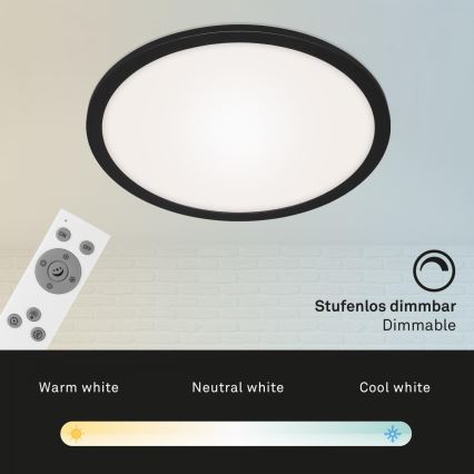 Briloner 7168-015 - LED Dimbar taklampa PIATTO LED/22W/230V 3000-6500K diameter 40 cm svart + fjärrkontroll